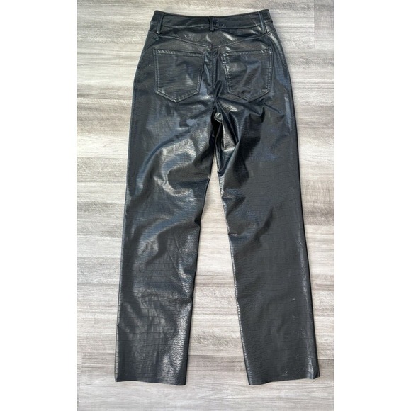 Express Black Faux Croc Modern Straight Pants Size 4 Super High Rise - Picture 2 of 7